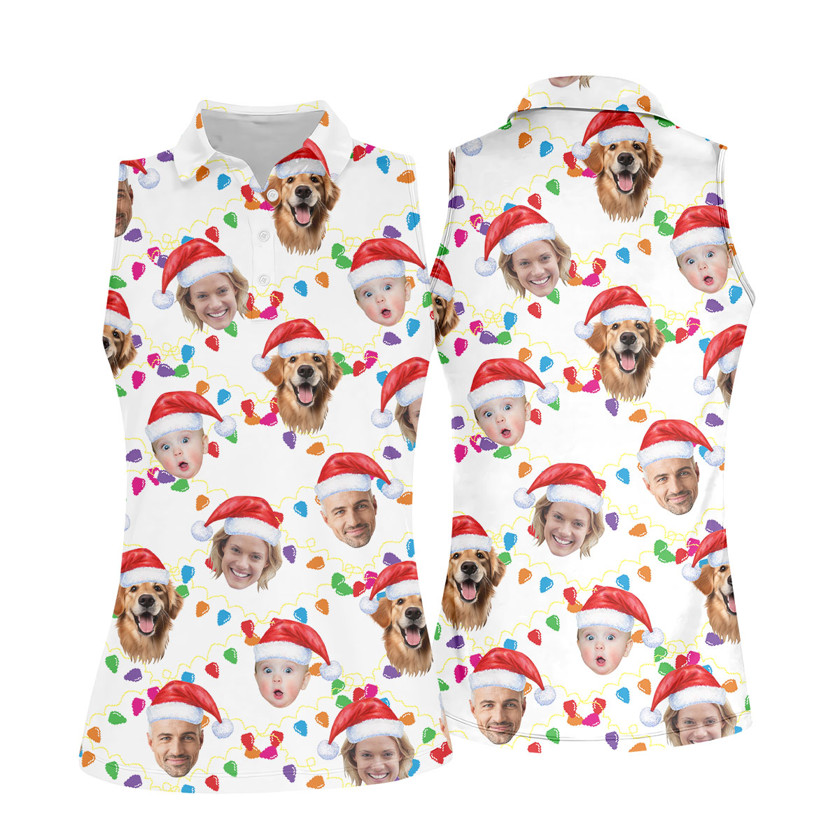 Custom Face Christmas White Polo ShirtFunny Christmas Shirts For Family, Golf Gifts For Women