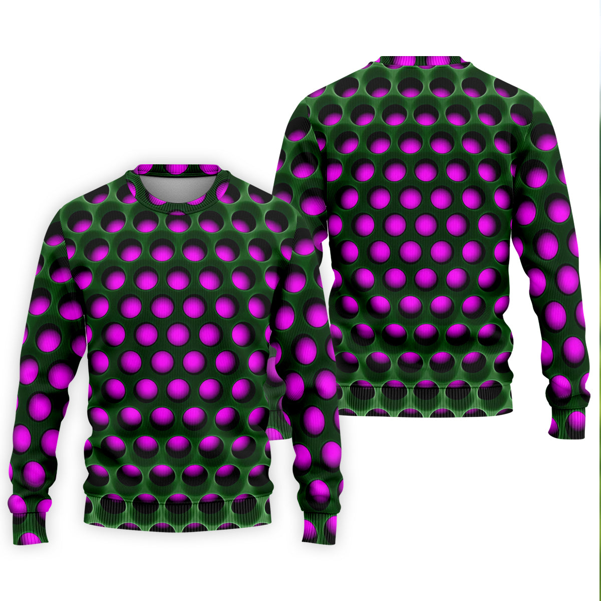 3D Effect Circular Pattern Purple Golf Shirt, Cool Golf Outfit, Men's Funny Golf Shirts, Polo Shirt Men