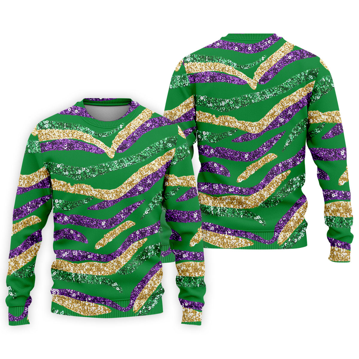 Purple Green Gold Sequin Pattern Green Golf Shirt, Mardi Gras Golf Shirt, Polo ShirtFor Men