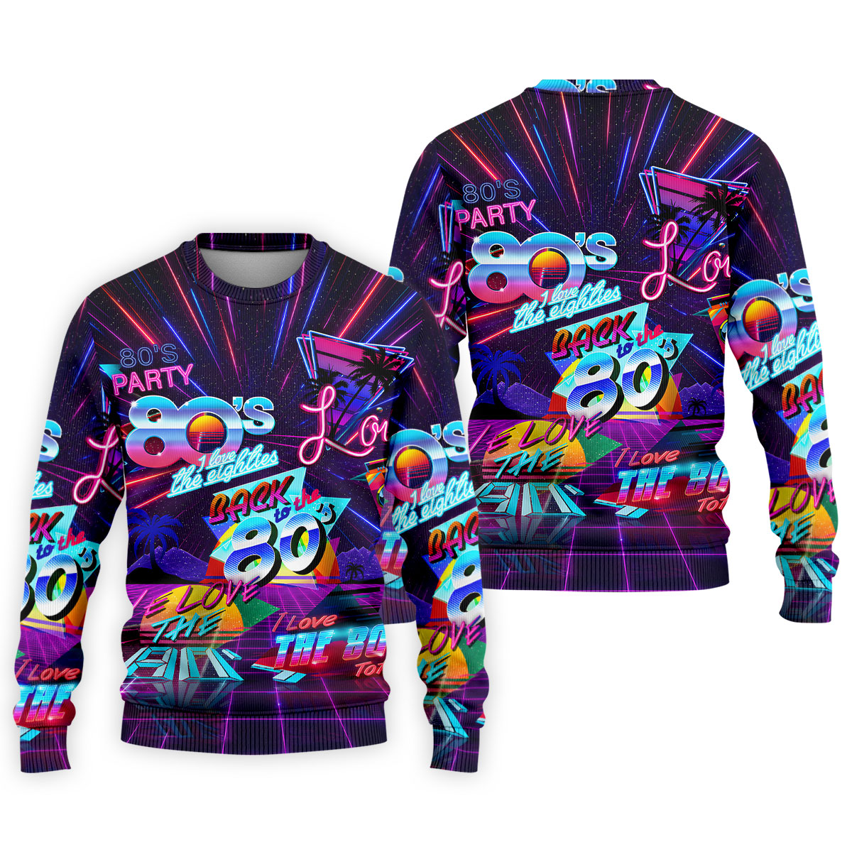80s Retro Party Golf Shirt, Neon Synthwave Sunset Pattern, Golf Shirt For Men