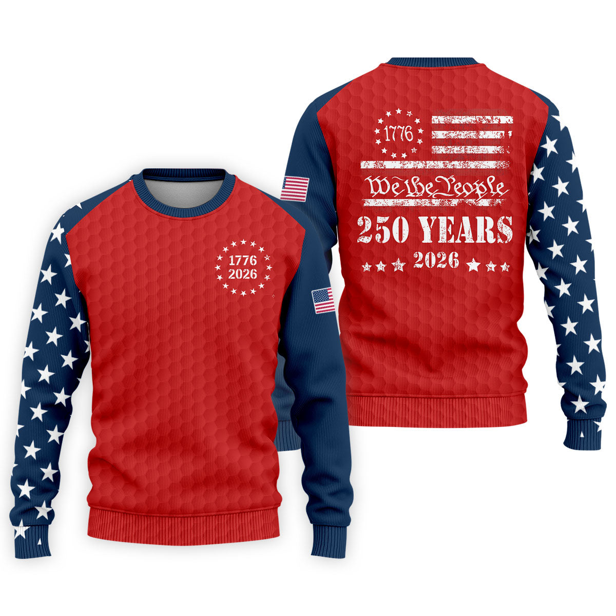 We The People 250 Years Golf Ball Pattern Golf Shirt, Patriotic 4th Of July Golf Shirts For Men