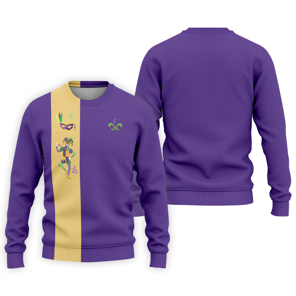 Mardi Gras Festival Jester Figure Fleur De Lis Symbol Purple Golf Shirt, Polo ShirtFor Men, Golf Shirts For Men
