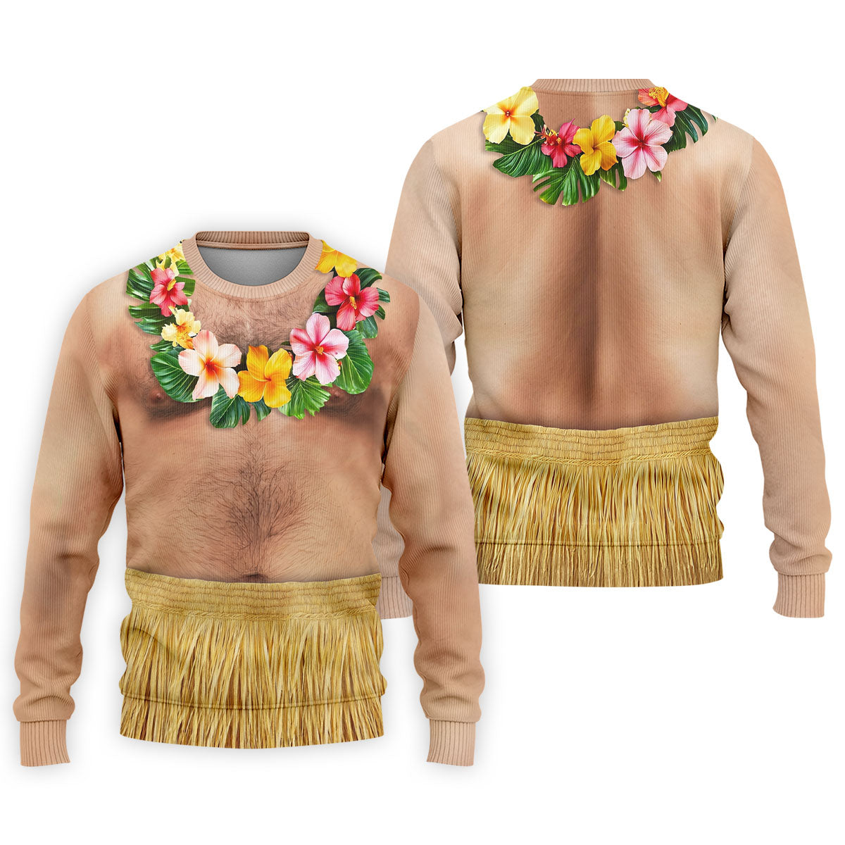 Floral Lei Tropical Theme Party Men's Funny Golf Shirts, Hawaiian Golf Shirt, Polo Shirtor Men