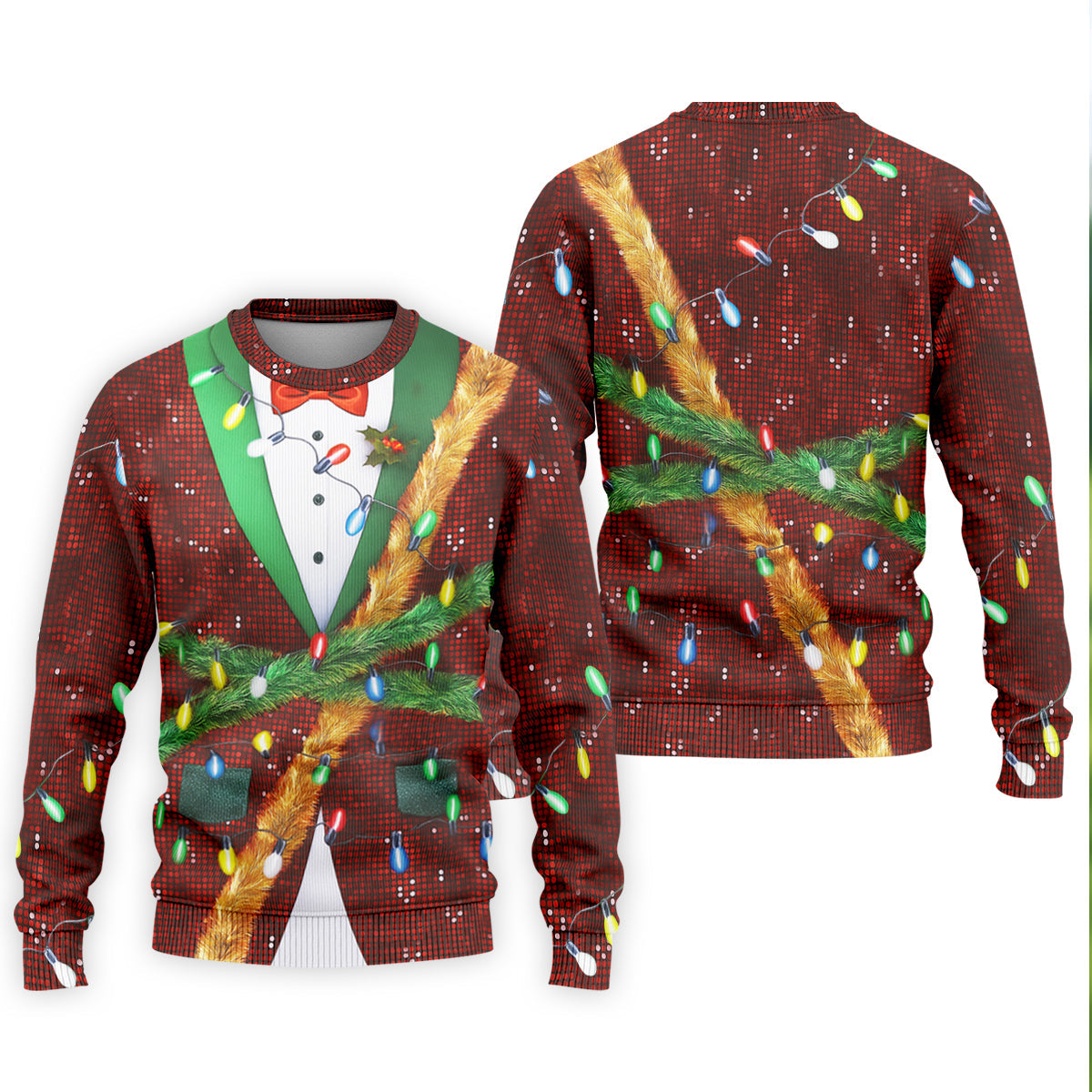 Christmas Lights Disco Ball Pattern Men's Golf Polo Shirttmas Golf Shirt, Golf Gift For Men