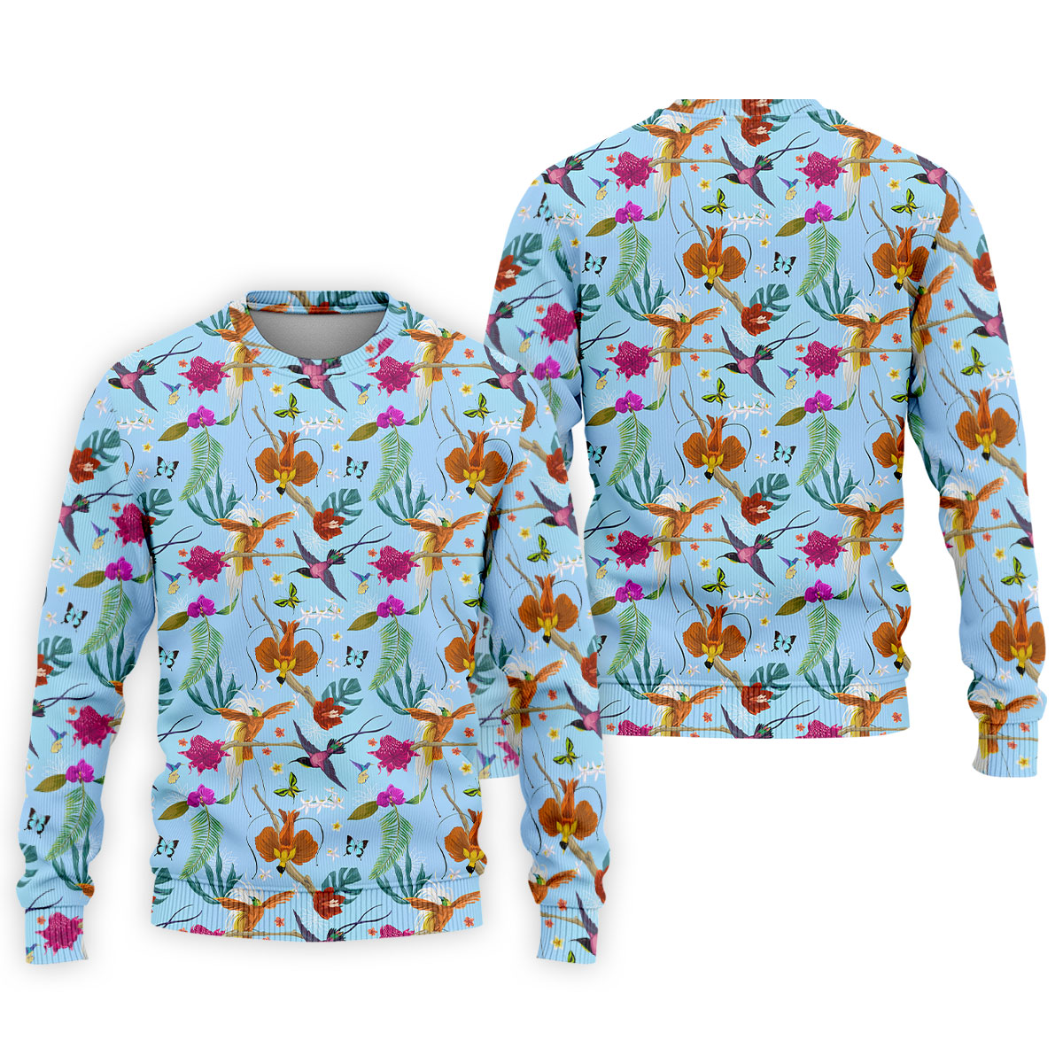 Hummingbird Paradise Golf Shirt, Tropical Flower Garden Pattern, Golf Shirt For Men