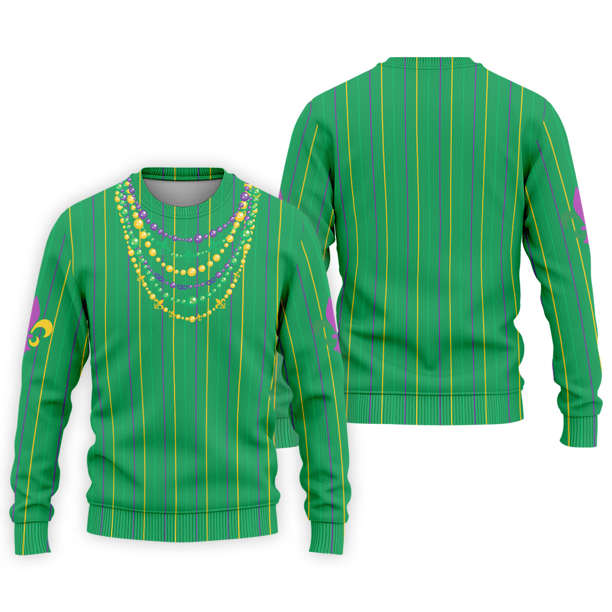 Mardi Gras Beads Necklaces Print Green Golf Shirt, Golf Tops For Men, Polo ShirtFor Men, Golf Shirts For Men