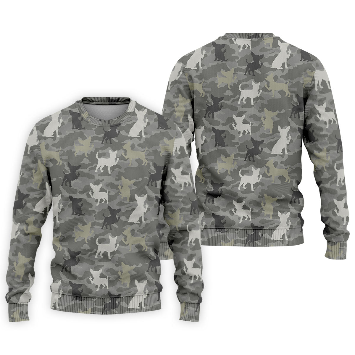 Grey Camo Chihuahua Dog Pattern Golf Shirt, Mens Polo Shirt, Golf Shirts For Men, Performance Golf Shirt