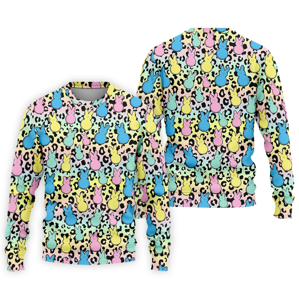 Pastel Easter Bunny Leopard Print Polo Shirt, Mens Golf Apparel, Hawaiian Golf Shirt, Printed Golf Shirts