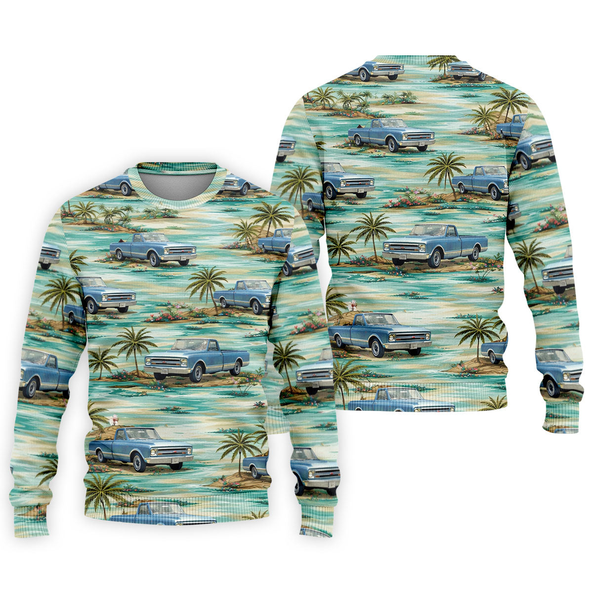 Personalized Truck Golf Shirt, Custom Vehicle Tropical Pattern, Golf Shirt For Men