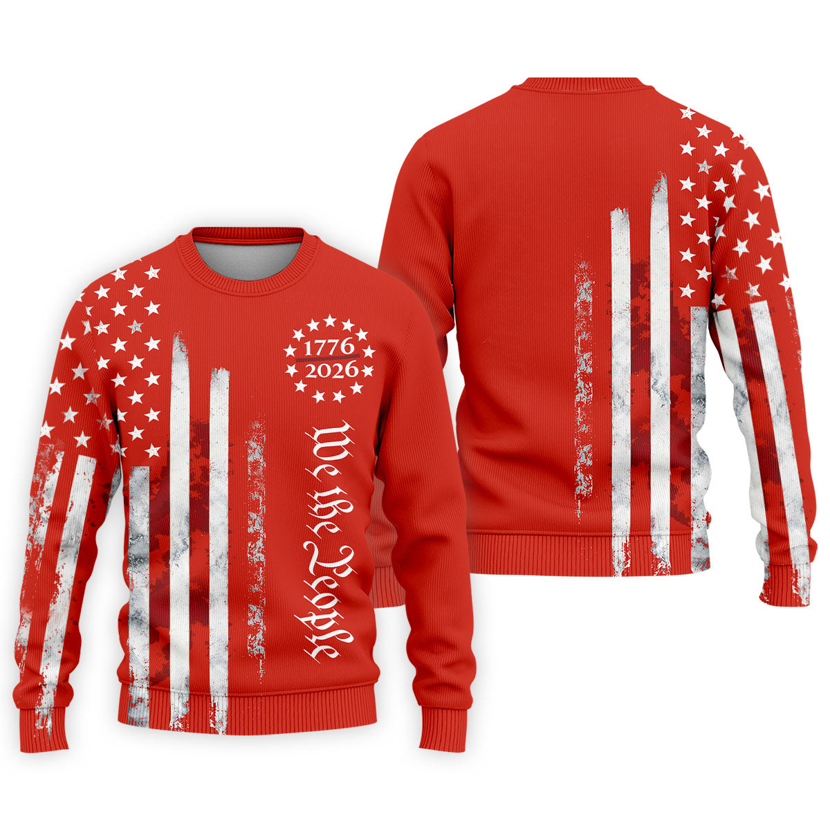 We The People Distressed Flag Patriotic Red Golf Shirt, 250 Years 4th Of July Golf Shirts For Men