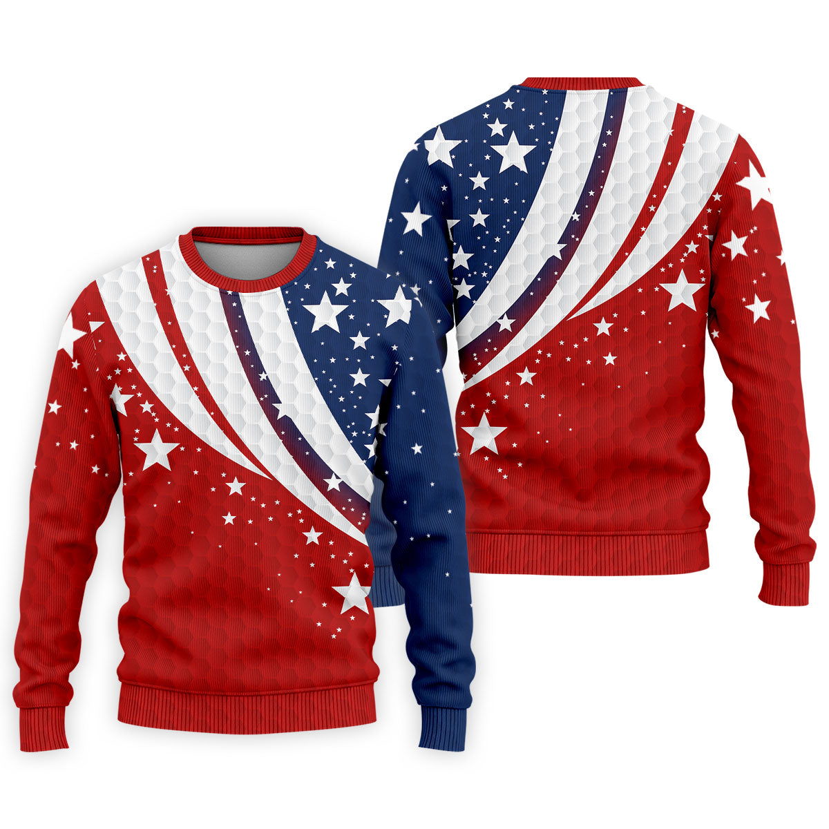Stars And Stripes Golf Ball Pattern Patriotic 4th Of July Golf Shirt, 250 Celebration Golf Shirts For Men