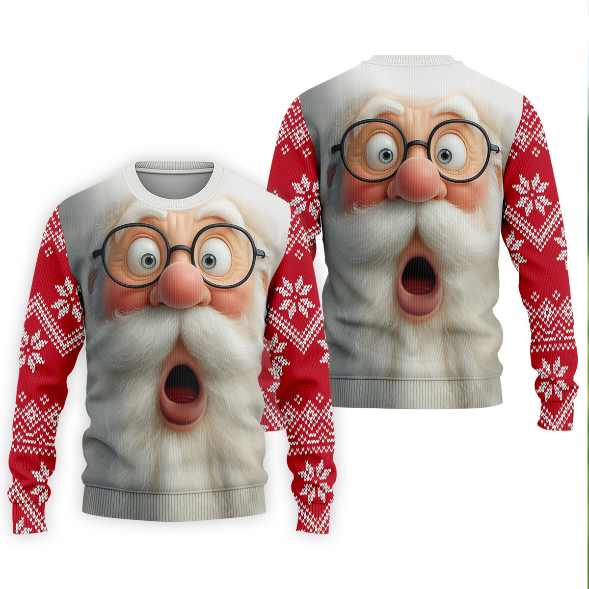Surprised Funny Santa Claus Face Men's Golf Polo Shirtistmas Golf Shirt, Golf Gift For Men