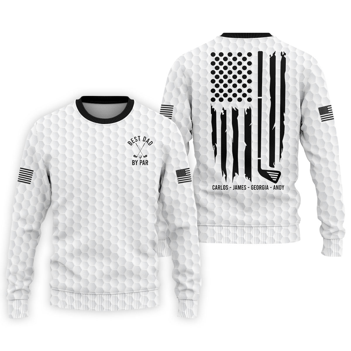 Best Dad By Par US Flag Pattern Father's Day Golf Shirt, Golf Gift For Dad, Polo Shirt Men