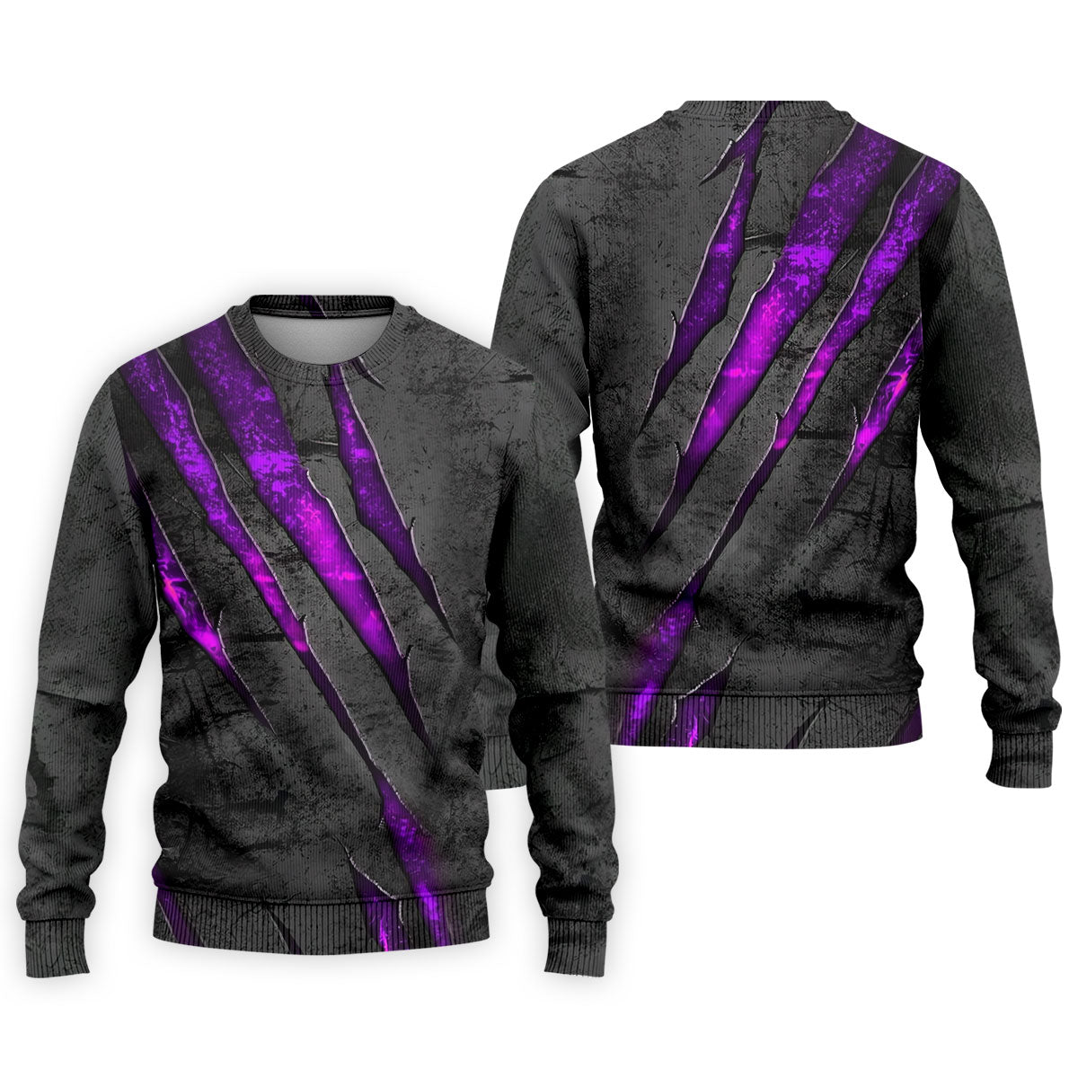 Purple Claw Marks Hawaiian Golf Shirt, Scratch Print Men's Golf Shirt, Polo Shirts For Men