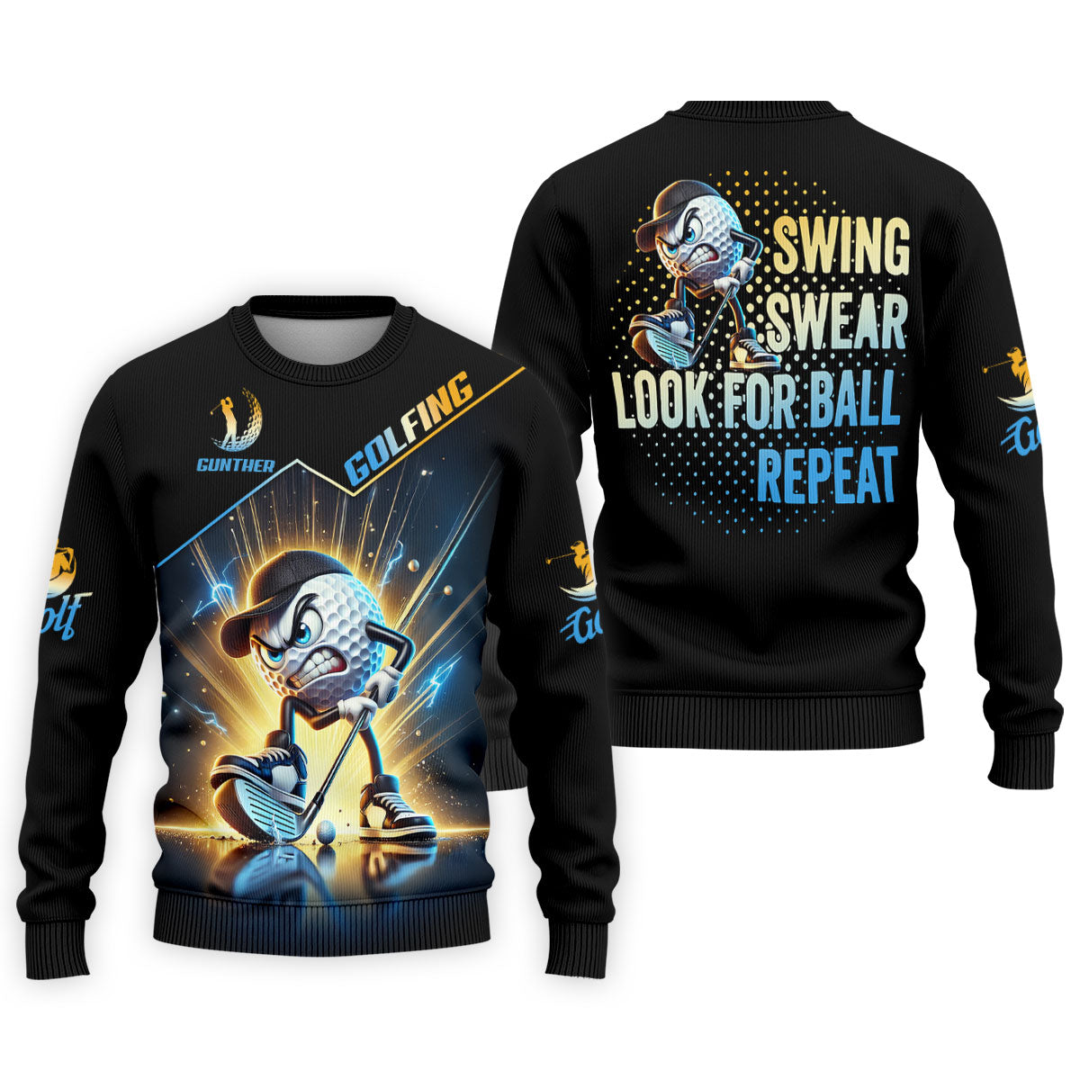 Swing Swear Look For Ball Repeat Fun Golf Shirt, Golf Shirts For Men, Golf Gift For Men