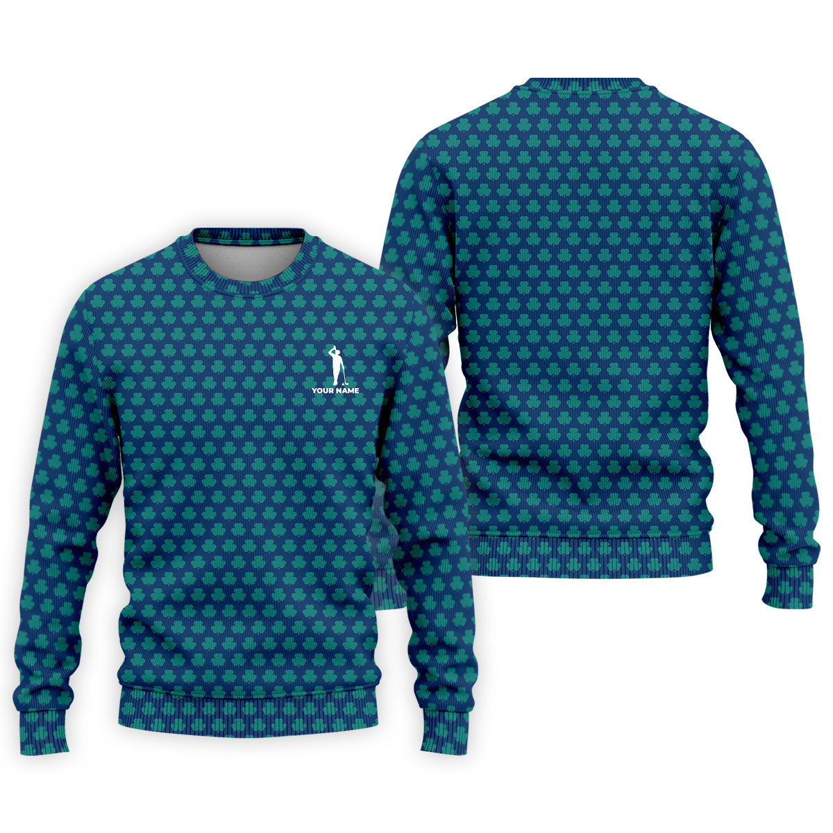 Three Leaf Clover Seamless Pattern St Patrick's Day Golf Shirt, Polo ShirtFor Men, Golf Shirts For Men