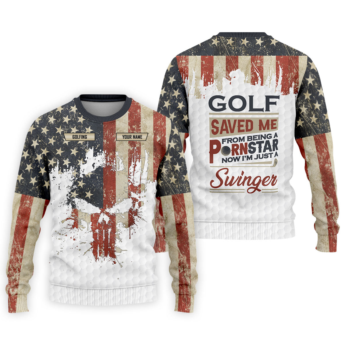 Golf Saved Me From Being A Pornstar Funny Golf Shirt, 250 Years Patriotic 4th Of July Golf Shirts For Men