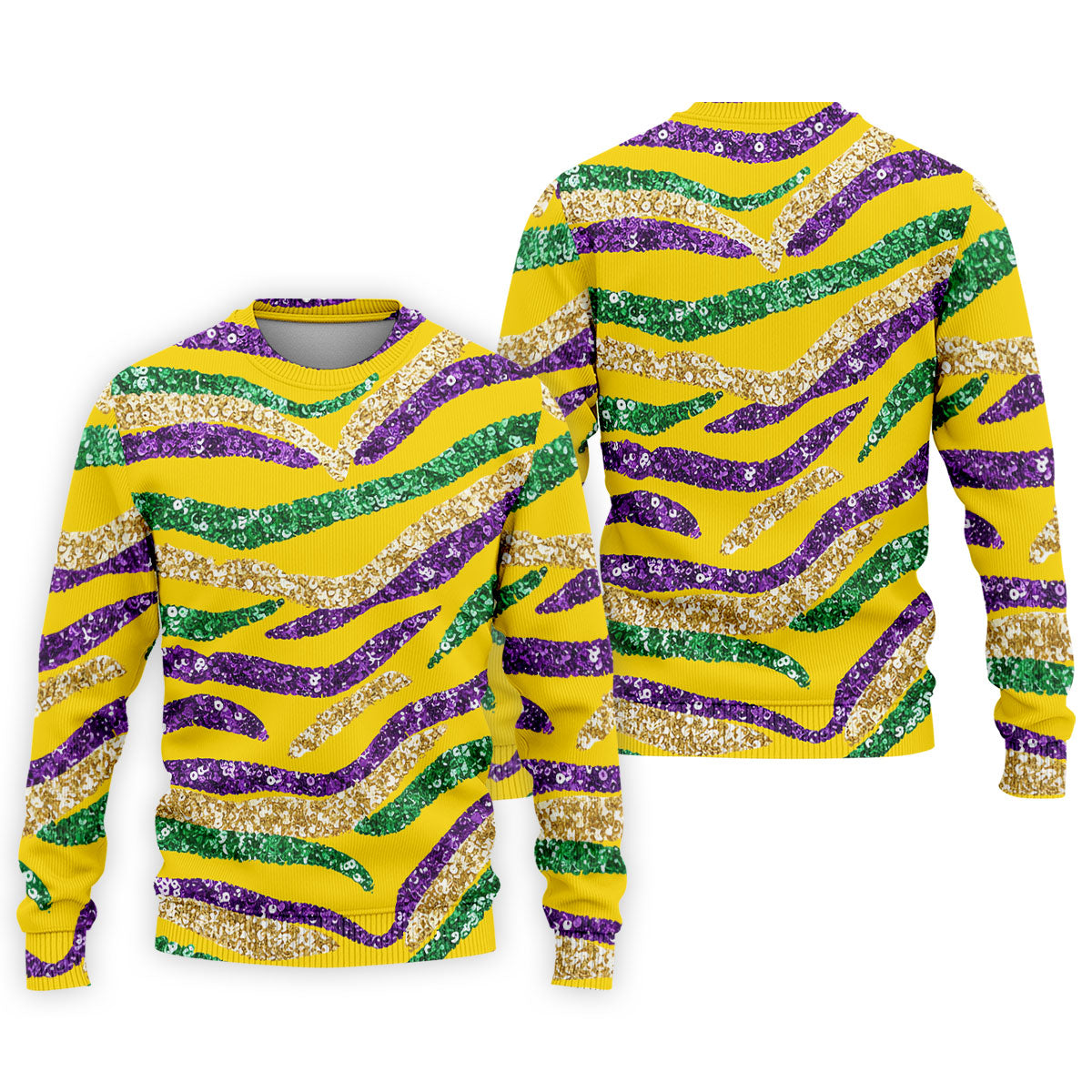 Purple Green Gold Sequin Pattern Yellow Golf Shirt, Mardi Gras Golf Shirt, Polo ShirtFor Men