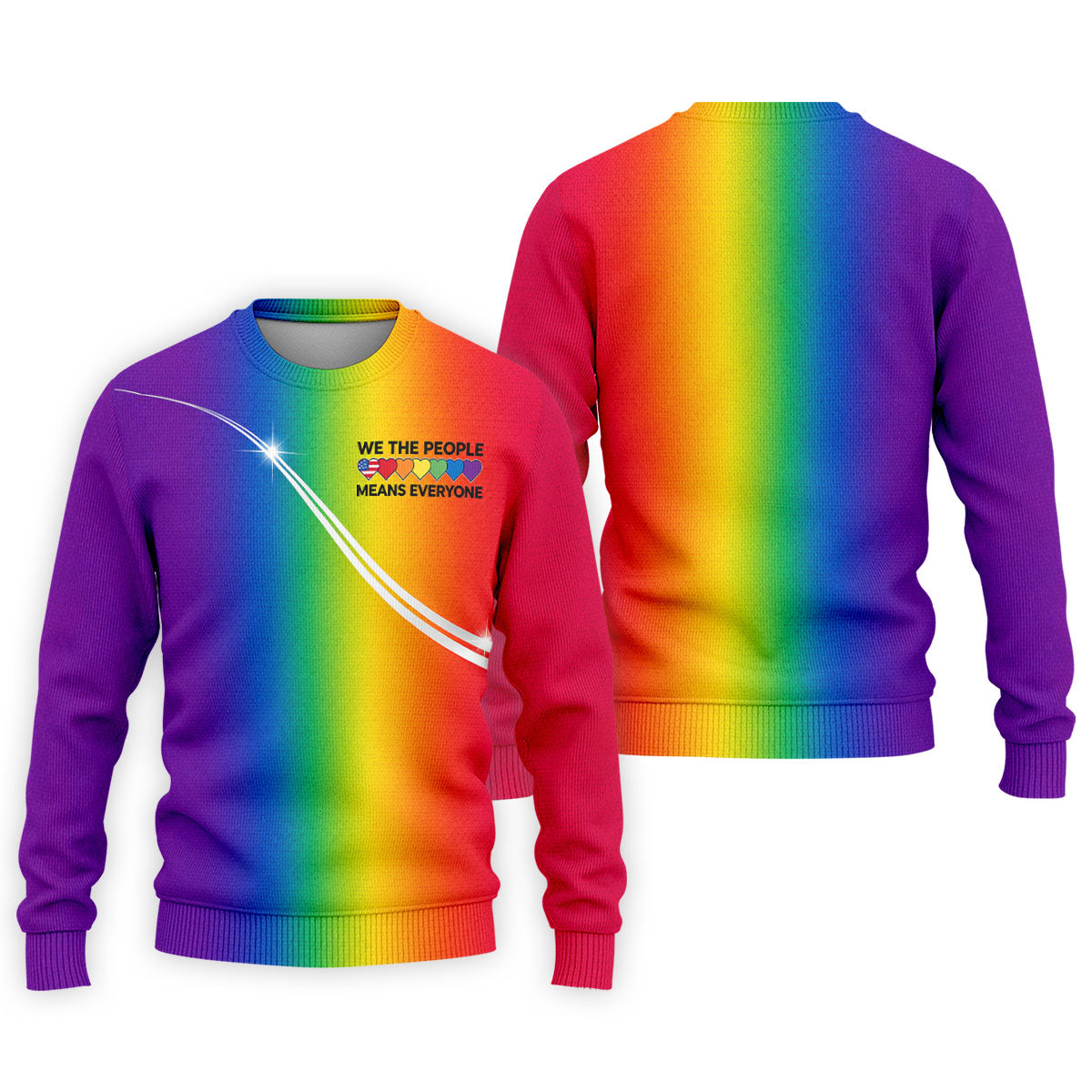 We The People Means Everyone LGBT Rainbow Gradient Golf Tops For Men, Pride Month Golf Shirts For Men