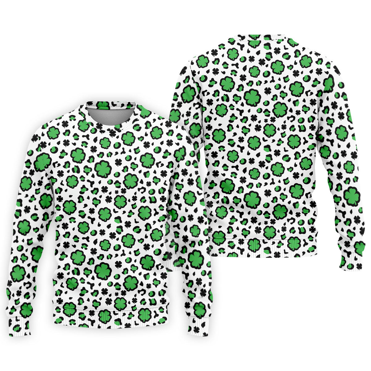 Lucky Four Leaf Clover Leopard Pattern St Patrick's Day Golf Shirt, Polo ShirtFor Men, Golf Shirts For Men