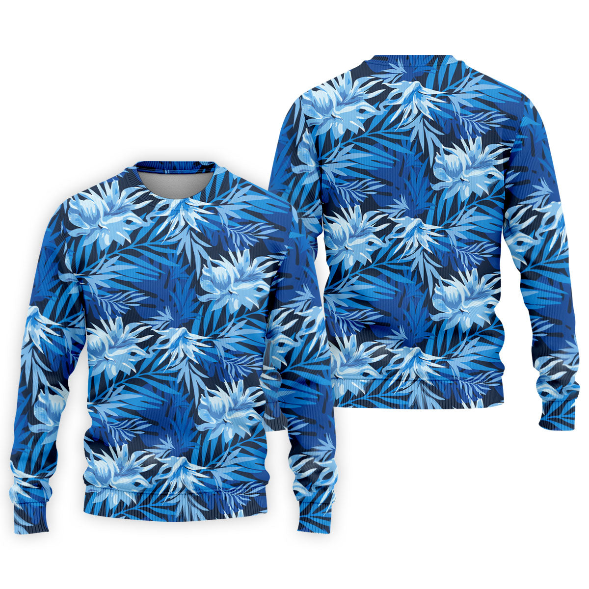 Blue Tropical Hibiscus Floral Golf Shirt, Mens Polo Shirts, Golf Apparel For Men