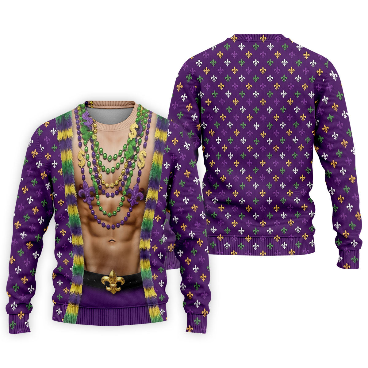 Funny 3D Print Mardi Gras Fleur De Lis Purple Golf Shirt, Golf Tops For Men, Golf Shirts For Men
