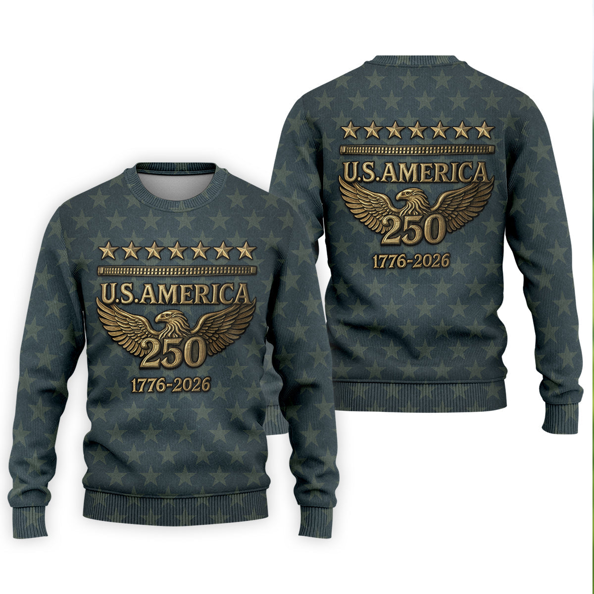 US America 250th Anniversary Denim Color Star Pattern Golf Tops For Men, Patriotic Golf Shirt, Golf Shirts For Men