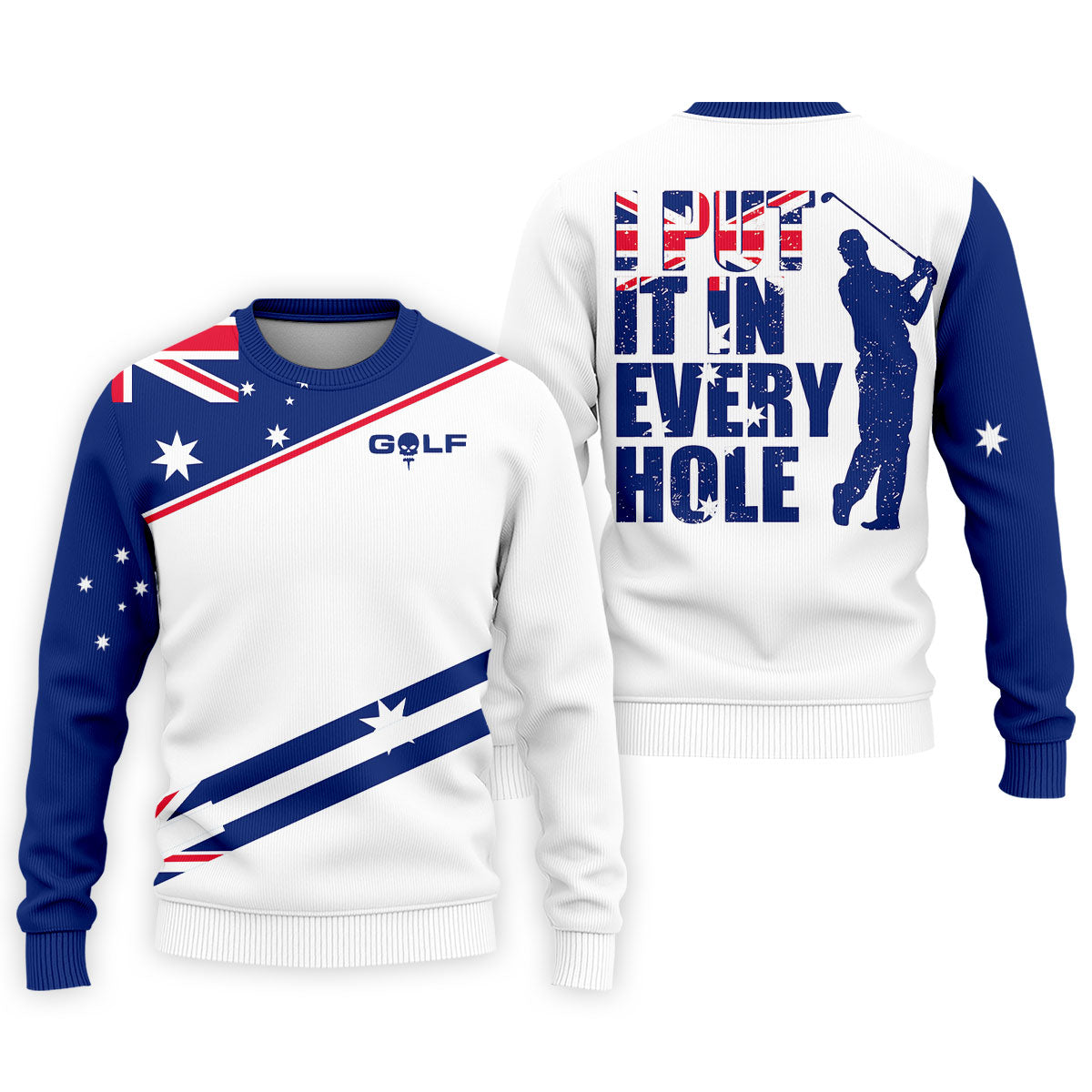 I Put It In Every Hole Australia Flag Print Men's Golf Top, Polo Shirt Men, Golf Shirts For Men