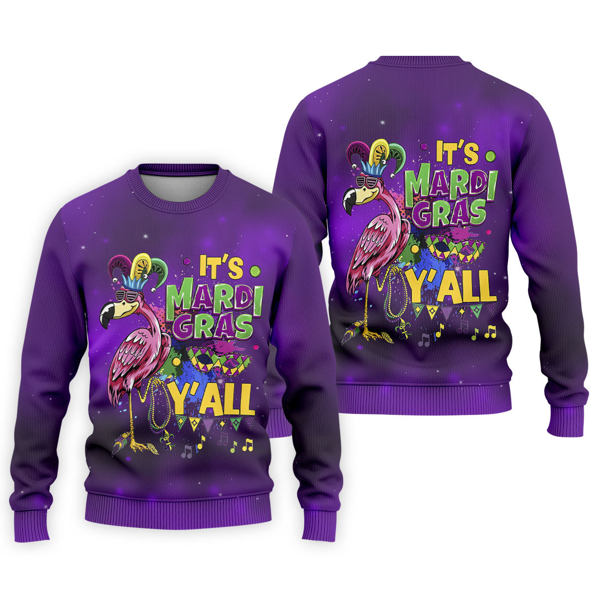 It's Mardi Gras Y'All Funny Flamingo Purple Golf Shirt, Polo ShirtFor Men, Golf Shirts For Men