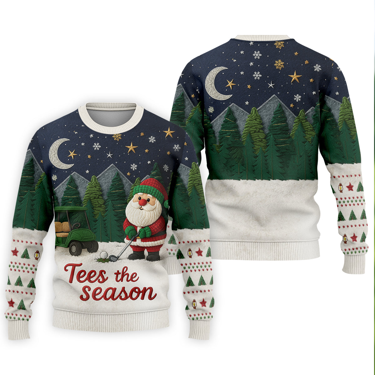 Santa Golfing Tees The Season Night Theme Golf Tops For Men, Christmas Golf Shirt, Polo ShirtFor Men