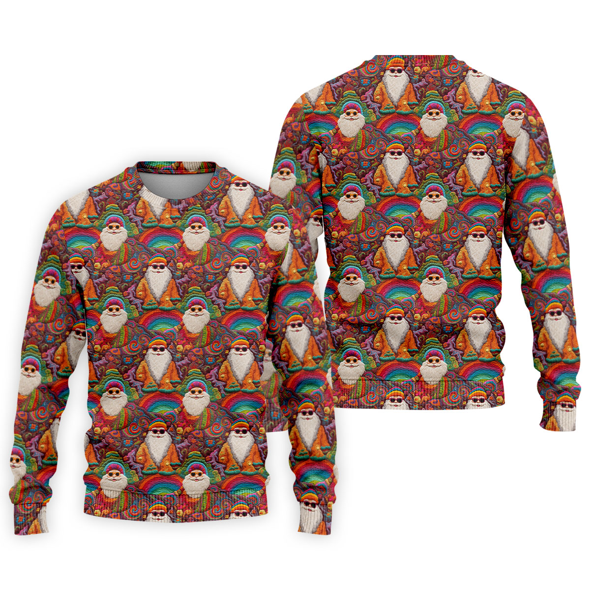 Groovy Hippie Santa Seamless Pattern Golf Shirts, Gifts For Golf Lovers, Christmas Golf Shirt, Golfing Apparel