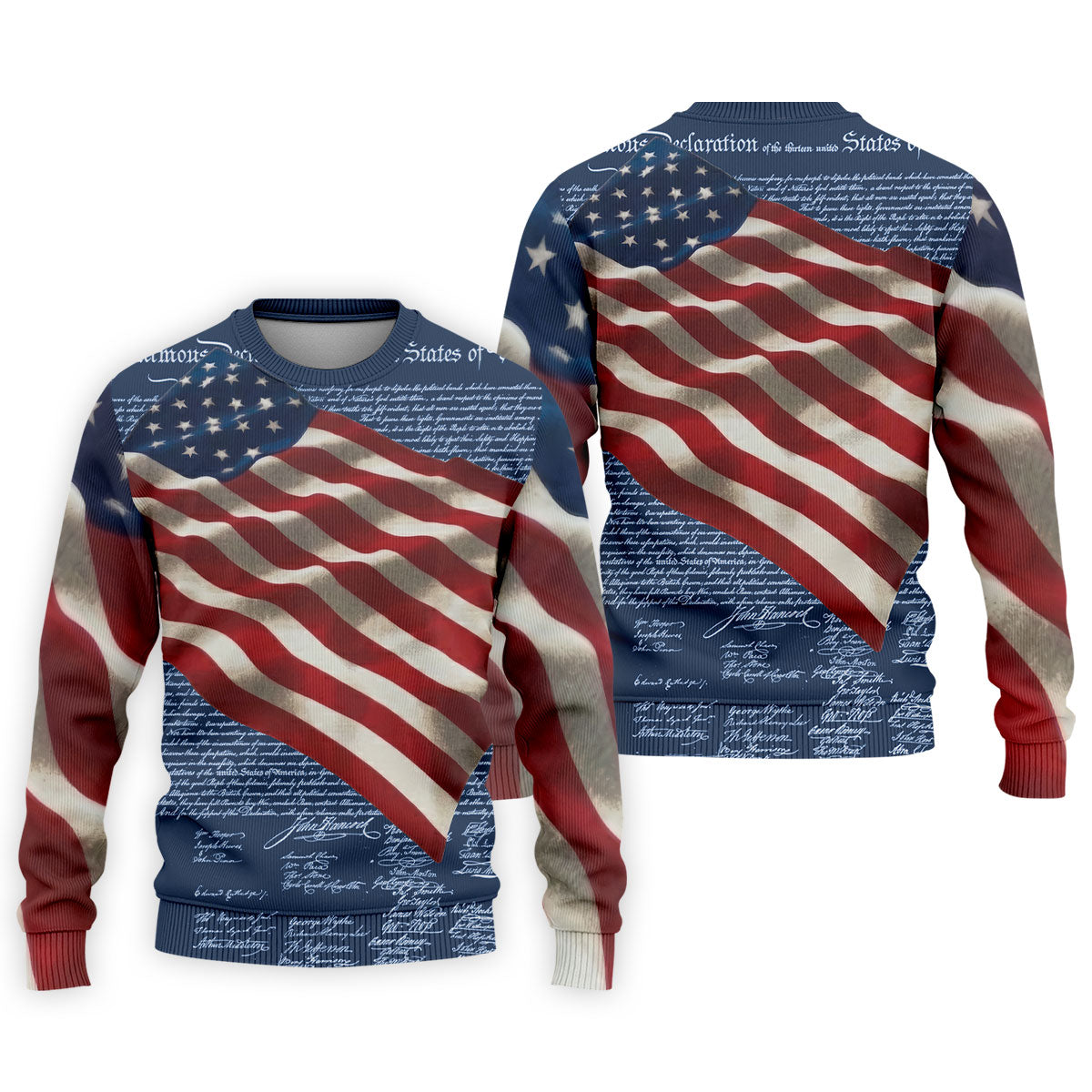 Patriotic American Flag Declaration Of Independence 4th Of July Navy Golf Shirt, 250th Anniversary Polo ShirtFor Men