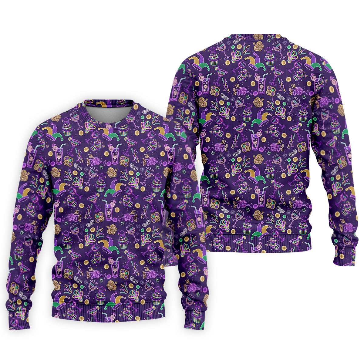 Mardi Gras Food Green Gold Purple Golf Tops For Men, Polo ShirtFor Men, Golf Shirts For Men