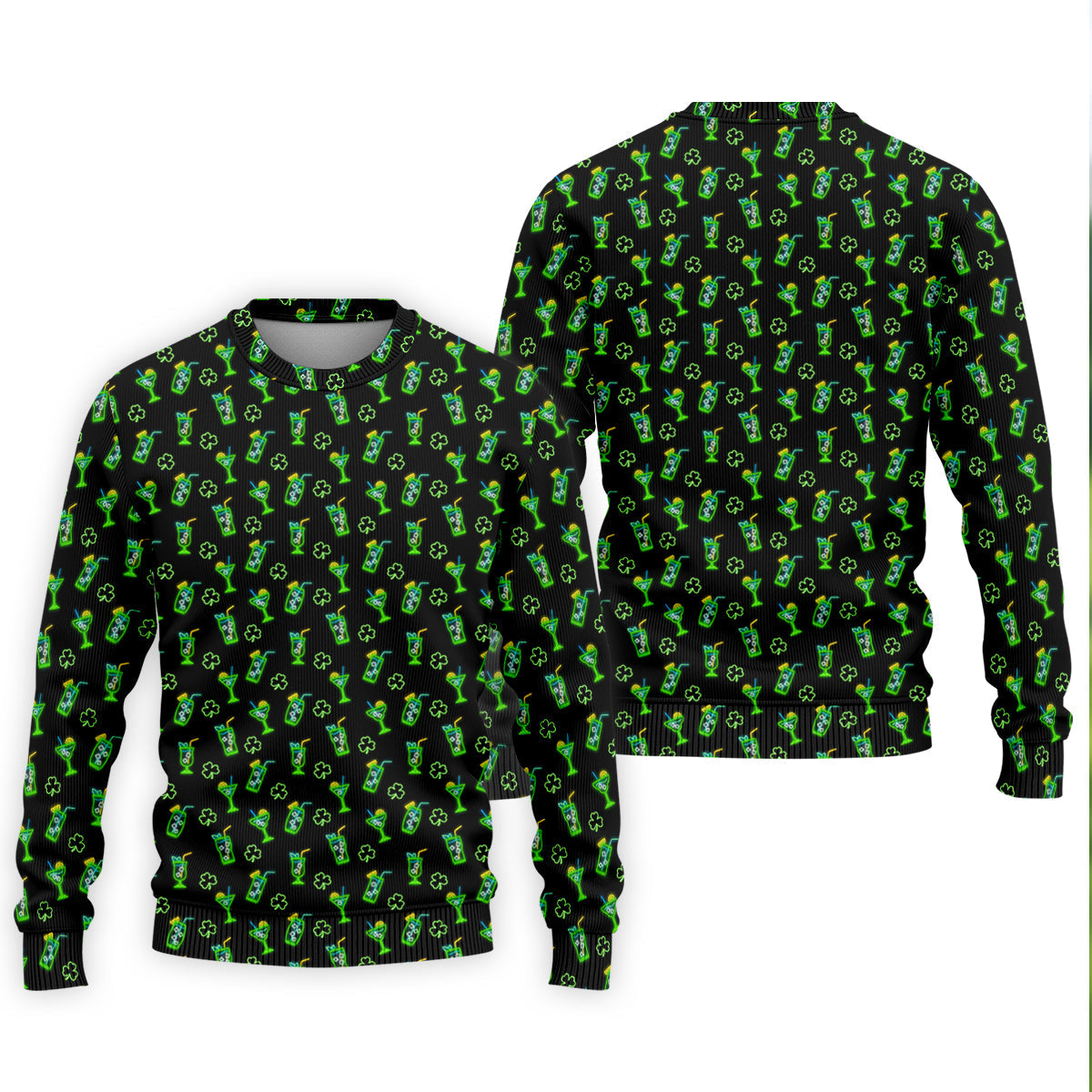 Neon Green Cocktails Three Leaf Clover St Patrick's Day Golf Shirt, Golf Gift For Men, Golf Shirts For Men