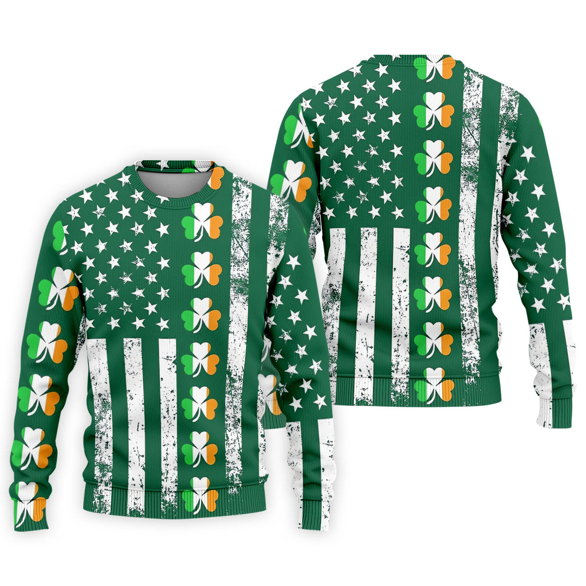 Irish Shamrock Vertical Stripes St Patrick's Day Golf Shirt, Polo ShirtFor Men, Golf Shirts For Men