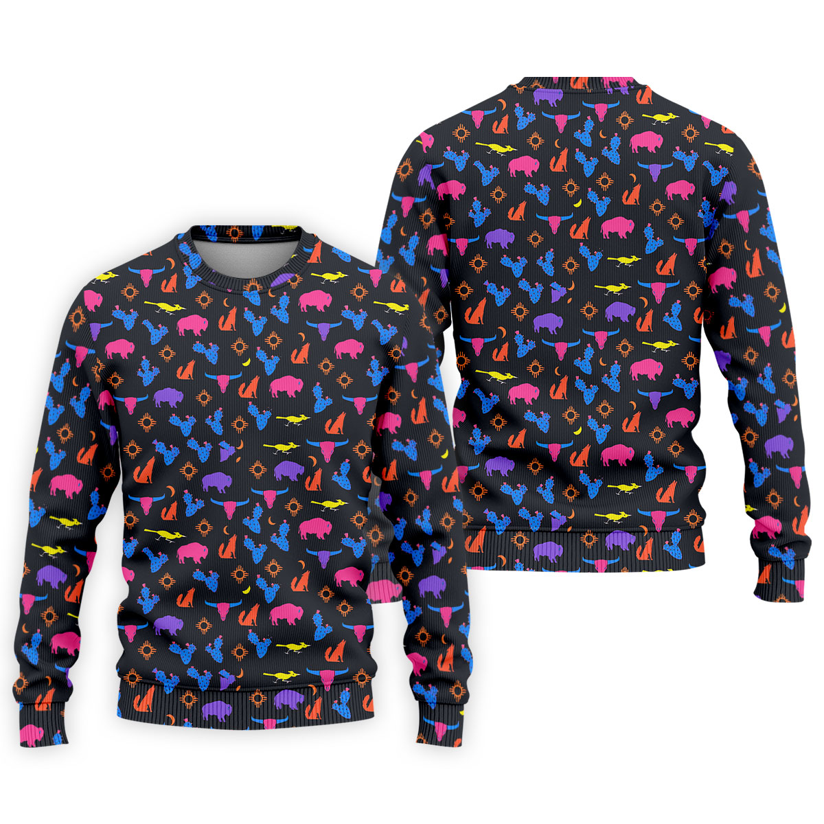 Neon Desert Cactus Buffalo Hawaiian Golf Shirt, Mens Golf Polo, Printed Golf Shirts