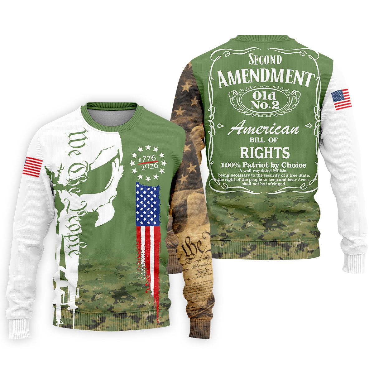 American Bill Of Rights Father's Day Camo Golf Shirt, 250 Years 4th Of July Polo Shirt Men