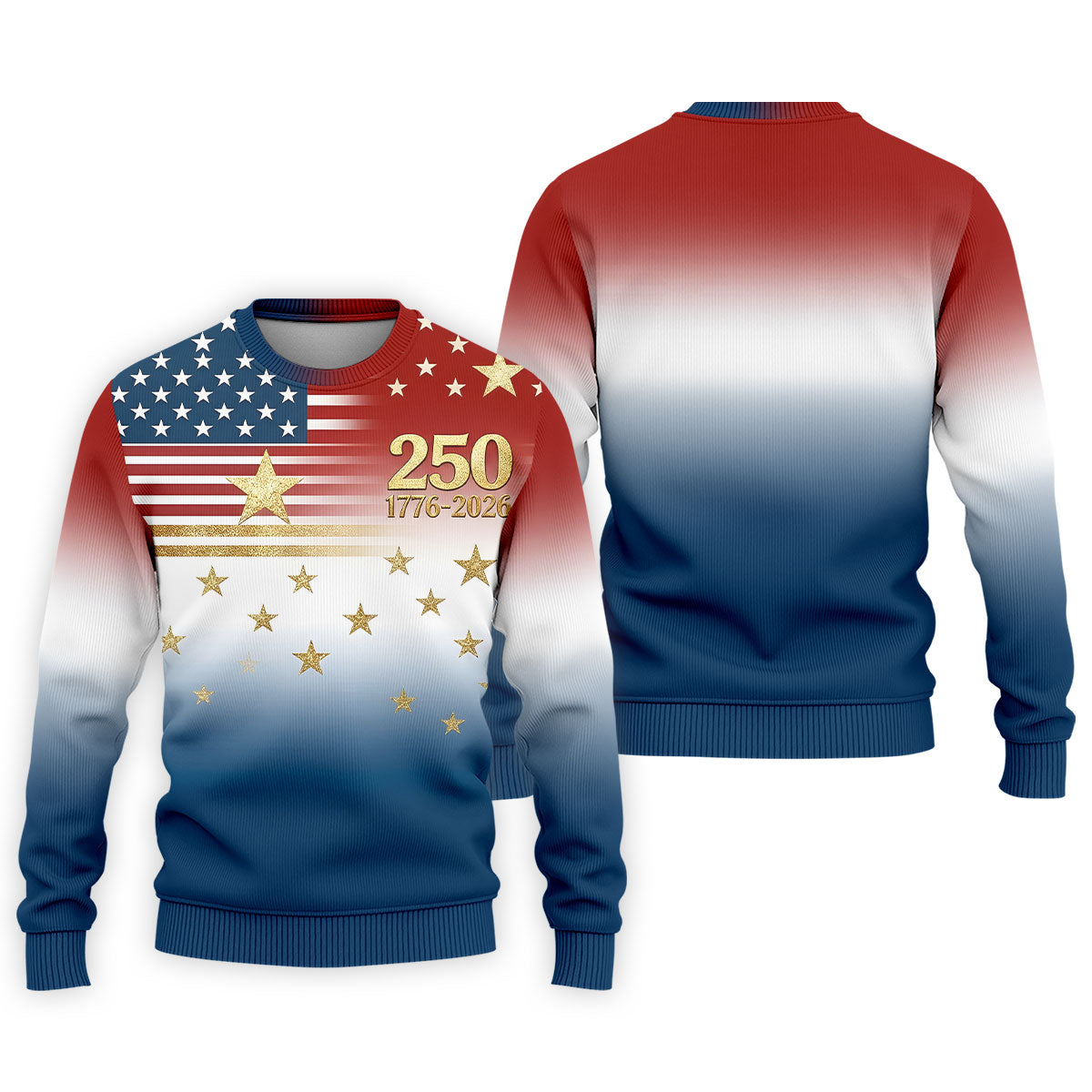 250 Years 1776-2026 Golden Star Golf Shirts For Men, Patriotic 4th Of July Polo ShirtFor Men