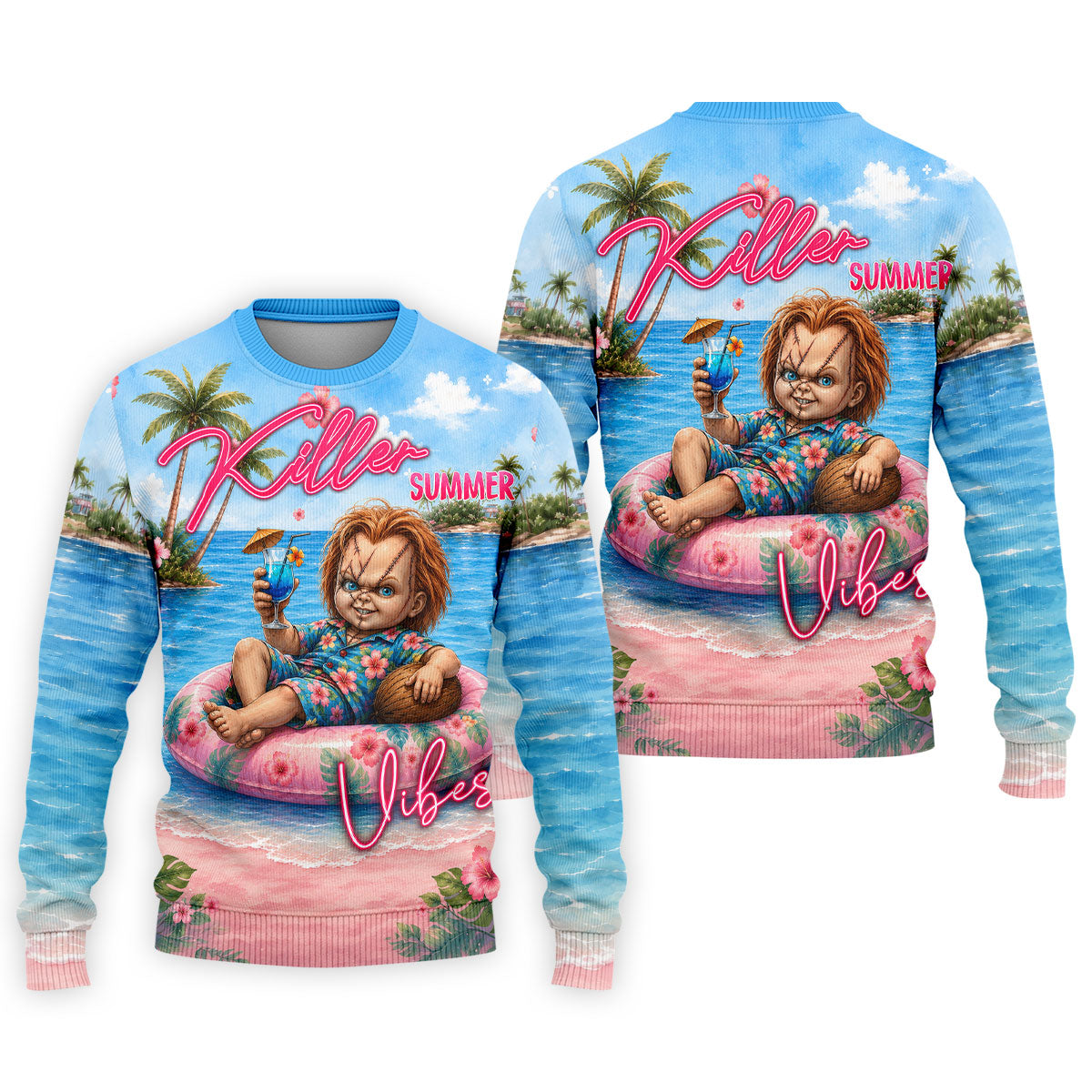 Killer Summer Vibes Evil Doll Golf Polo Shirt, Golf Shirts For Men, Mens Polo Shirts