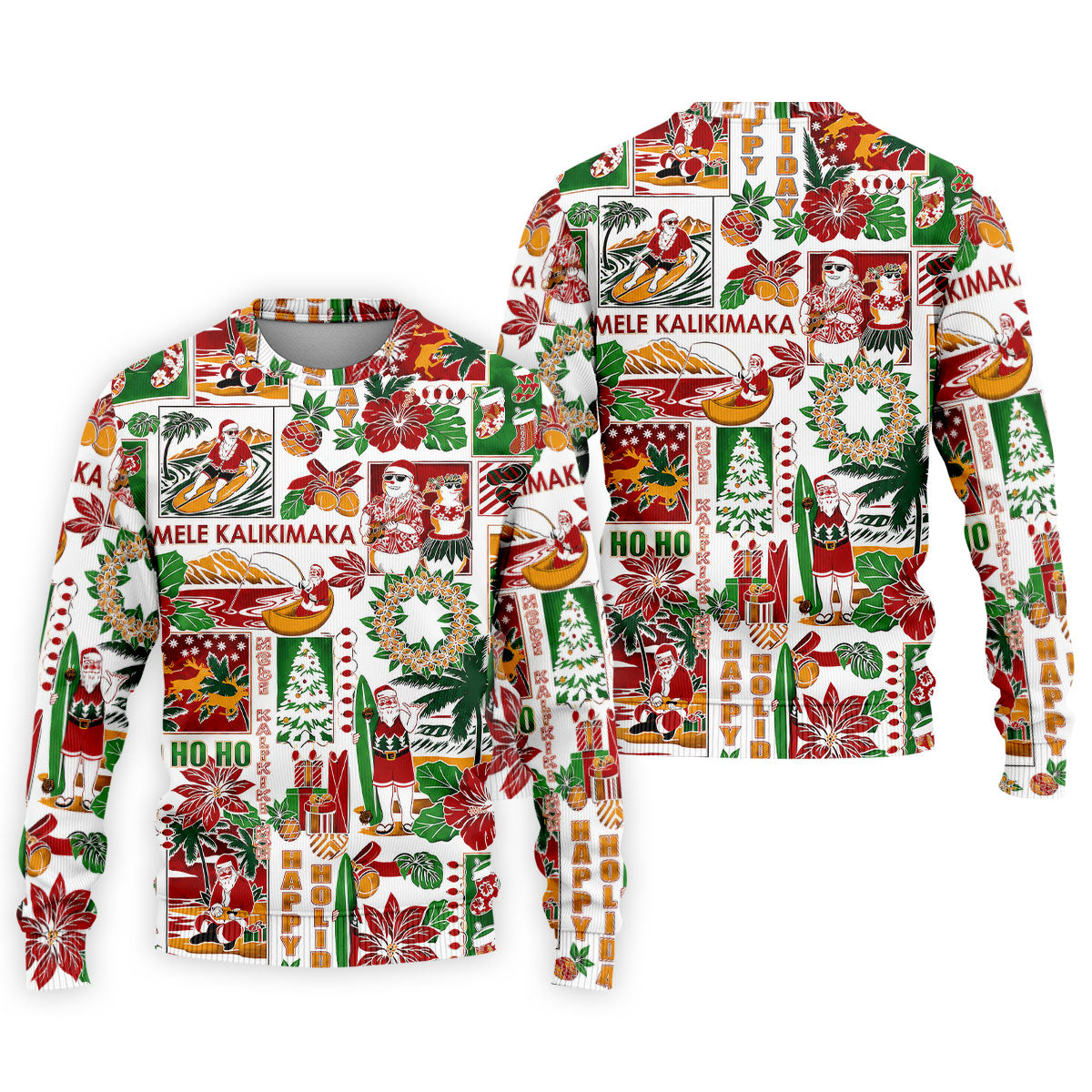Men's Mele Kalikimaka Hawaiian Christmas Golf Shirt, Tropical Santa Holiday Golf Shirt, Golf Apparel For Men