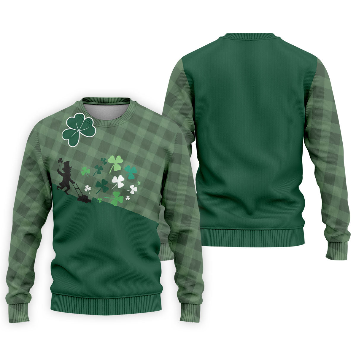 Green Checkered Leprechaun Shamrock St Patrick's Day Golf Shirt, Performance Golf Shirt, Polo ShirtFor Men