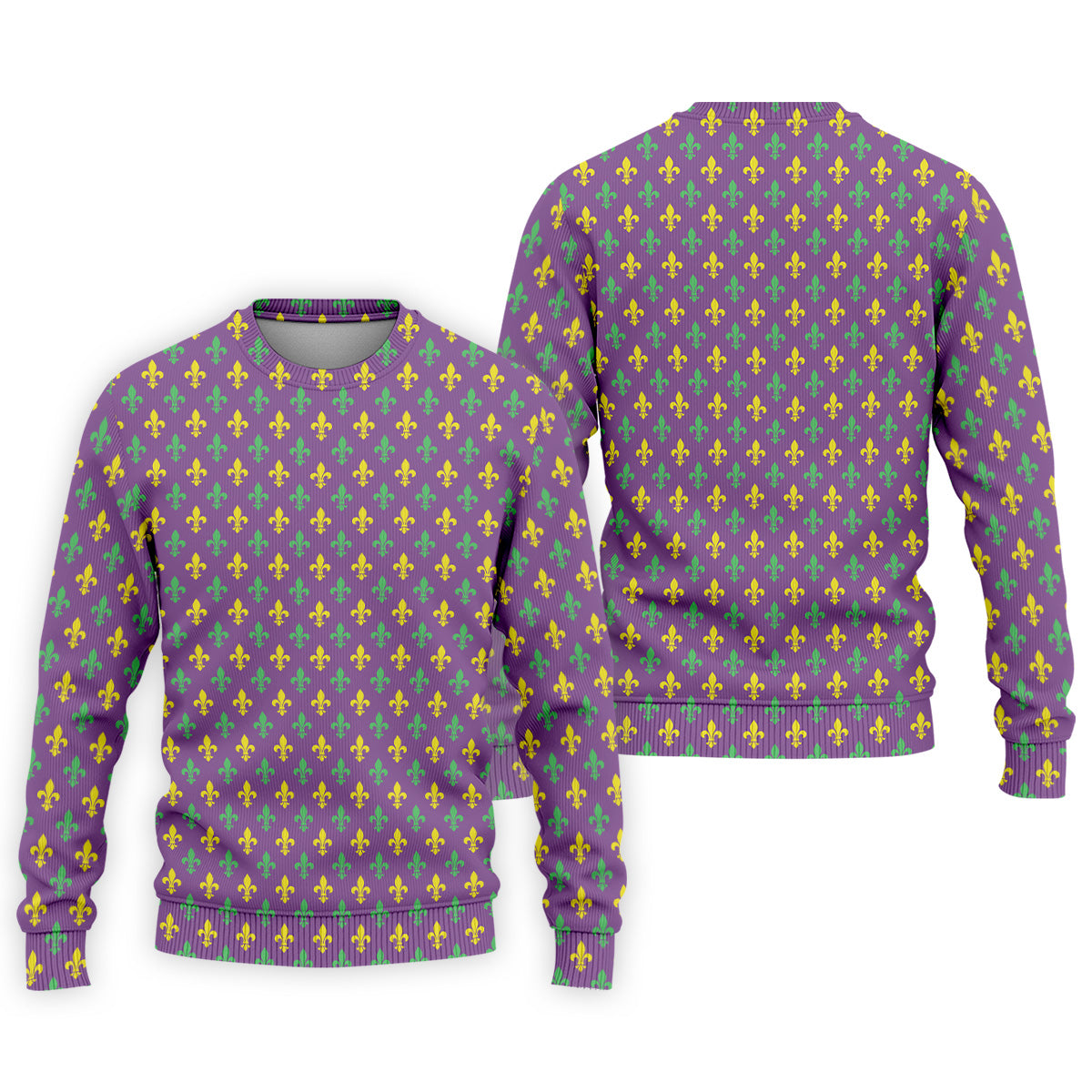 Mardi Gras Theme Green Purple Gold Fleur De Lis Pattern Golf Tops For Men, Golf Gift For Men