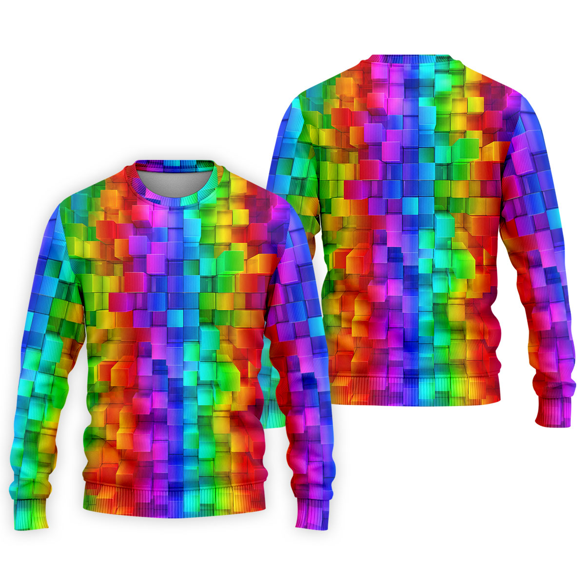 Rainbow Cube 3D Effect LGBT Support Golf Tops For Men, Gay Pride Month Celebrate Golf Shirts For Men