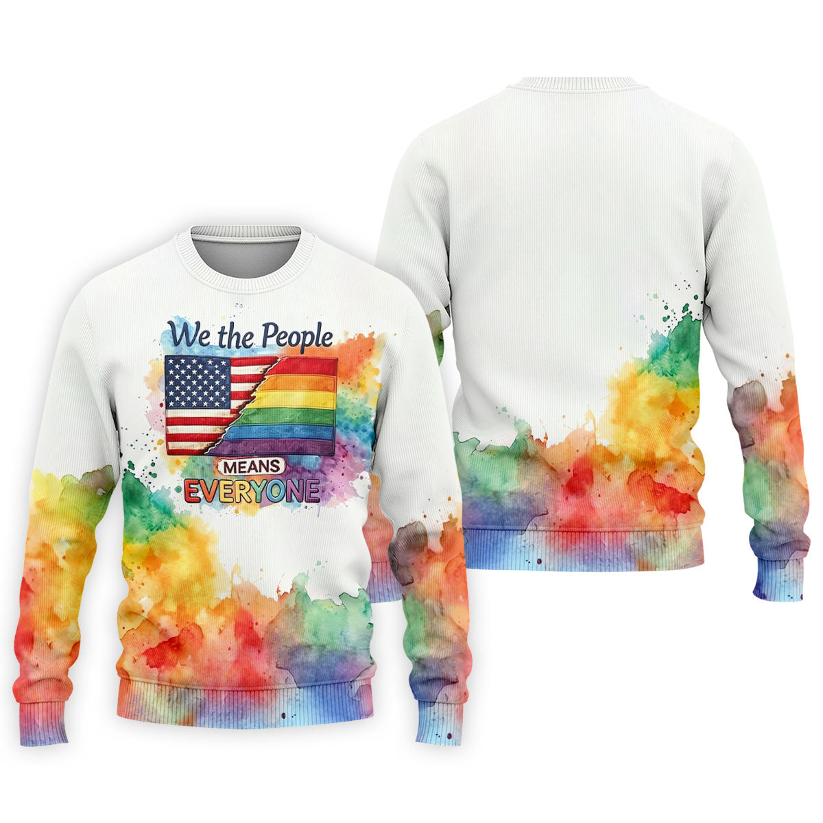 We The People Means Everyone Water Color Print Golf Shirt, LGBTQ Month Polo Shirt Men