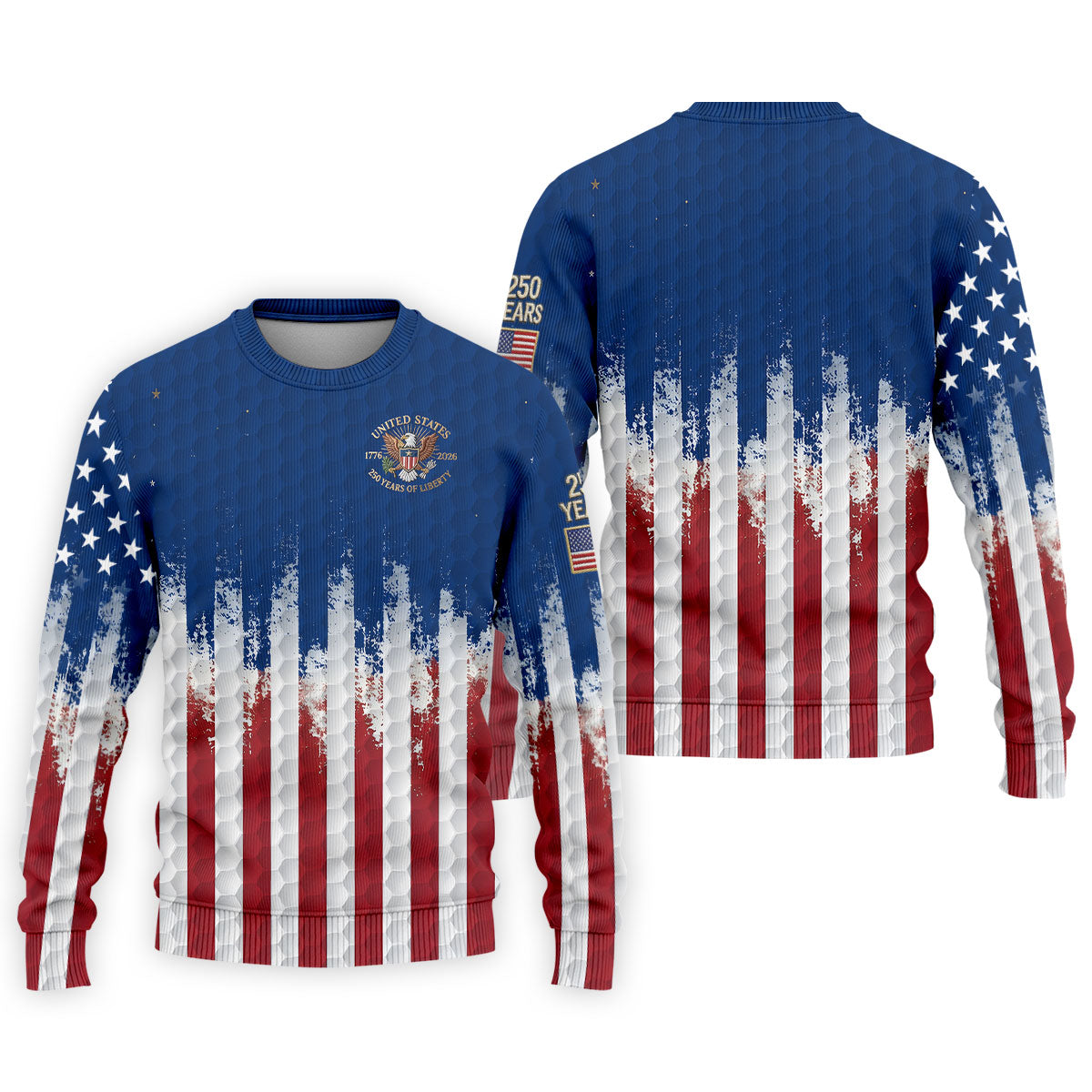 250 Years Of Liberty Distressed American Flag Golf Shirt, Patriotic 4th Of July Golf Shirts For Men