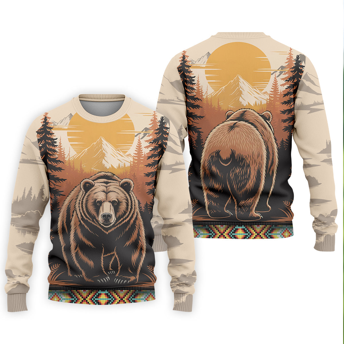 Native Heritage Wild Bear Golf Tops For Men, Native American Ancestry Polo Shirt Men, Indigenous Peoples Month