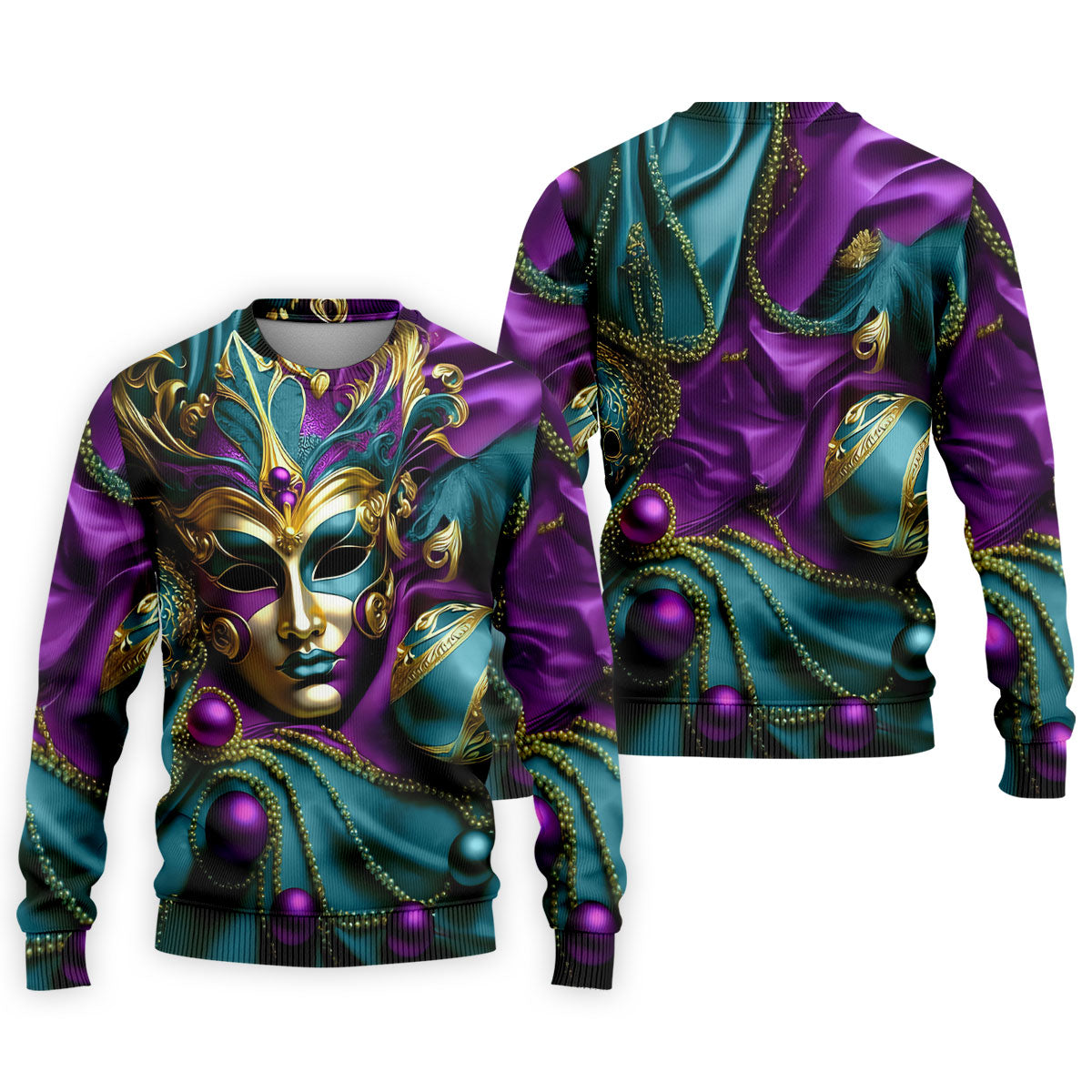 Mardi Gras Face Mask Turquoise Golf Shirt, Polo ShirtFor Men, Golf Shirts For Men, Polo For Men