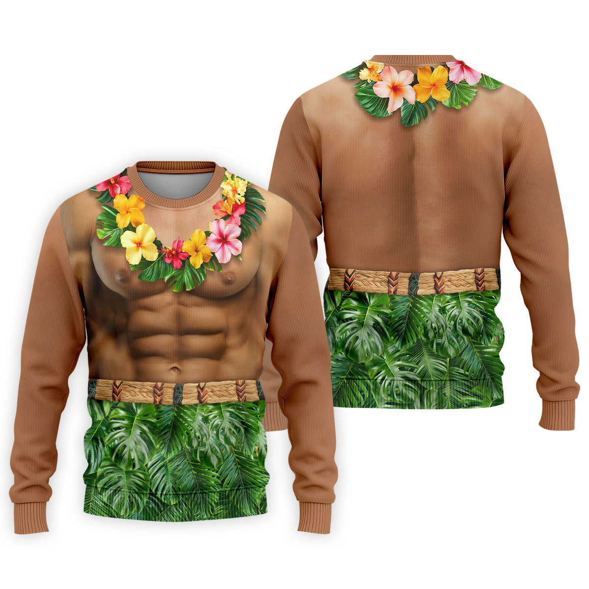 Floral Lei Tropical Theme Party Funny Costume Hawaiian Golf Shirt, Polo Shirtor Men