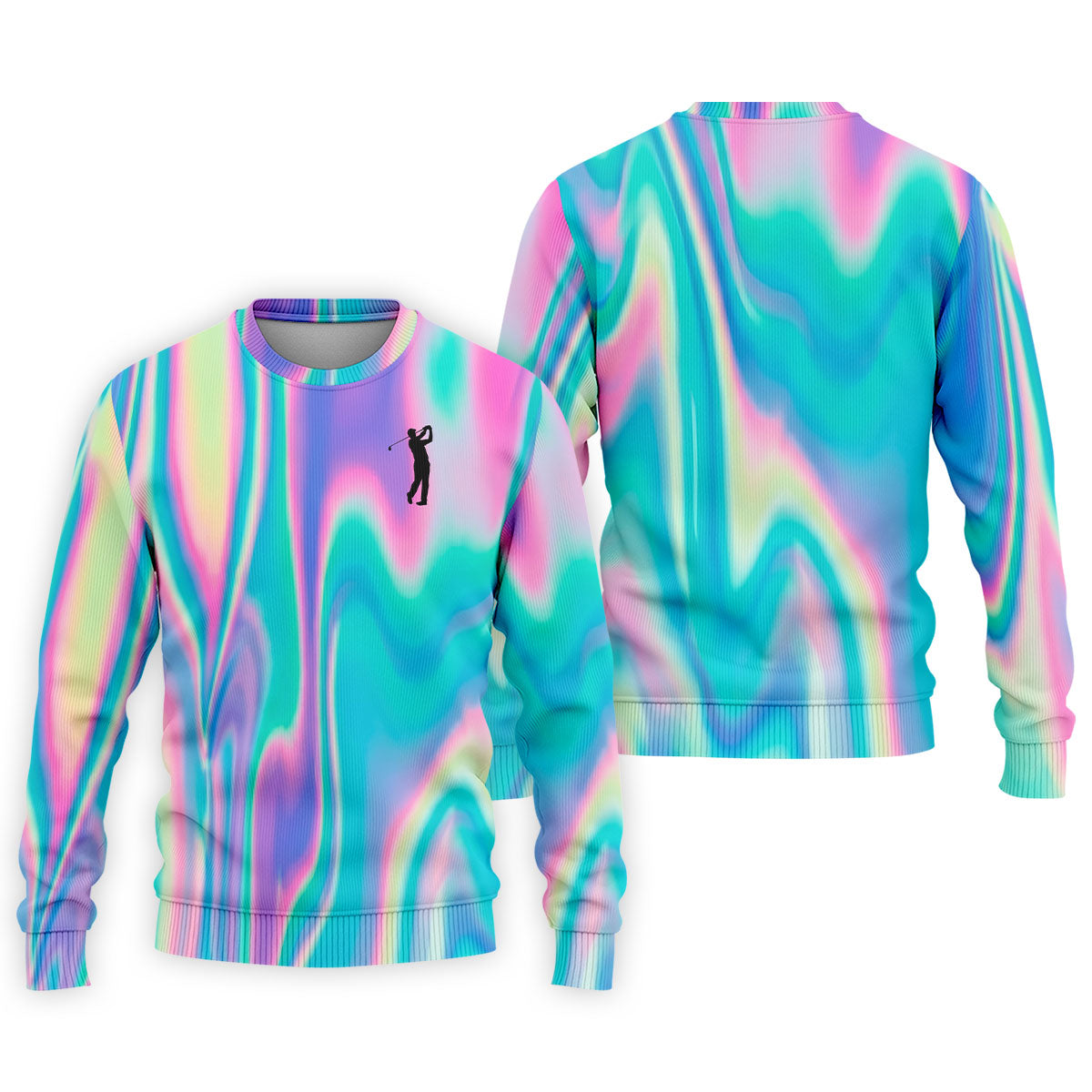 Shimmering Gradient Pattern Golf Shirts For Men, Polo ShirtFor Men, Golfing Apparel