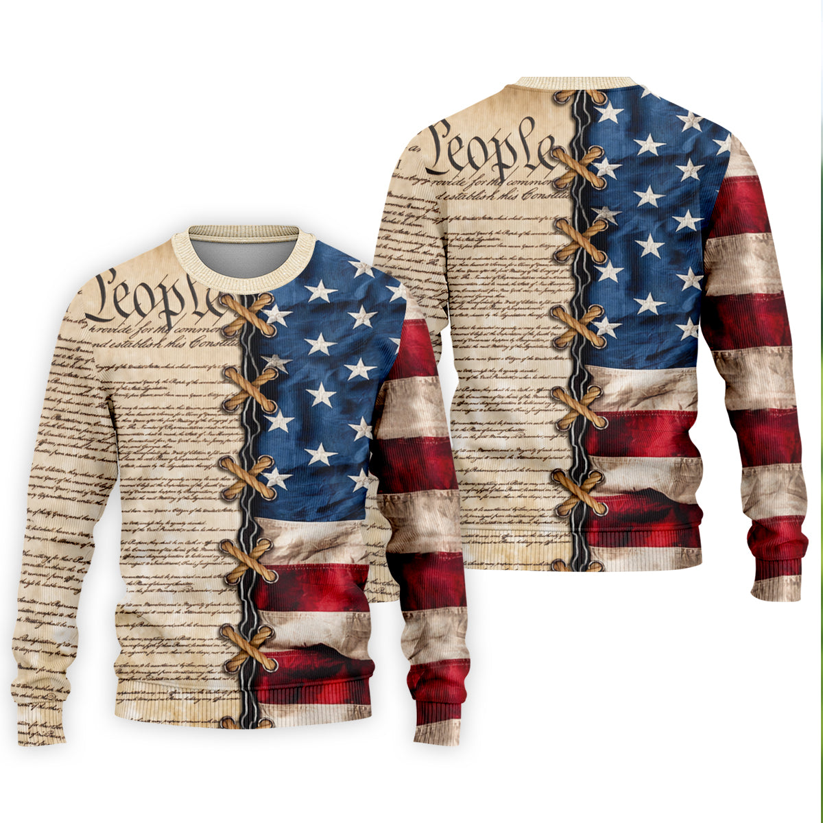 We The People Preamble Patriotic 4th Of July Beige Golf Shirt, 250th Anniversary Golf Shirts For Men